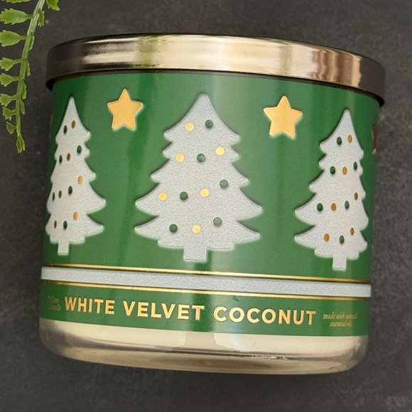 BBW White Velvet Coconut Bath & Body Works 3 Wick Candle - Picture 5 of 10